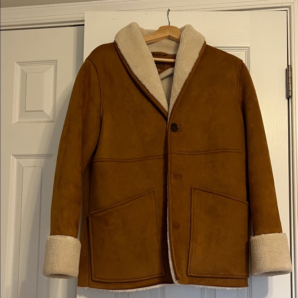 MOTHER Tan Shearling Pea Coat